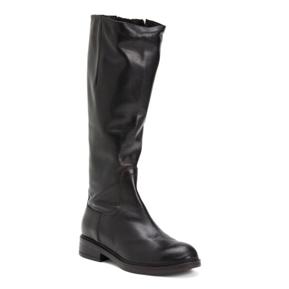 OROSCURO Black Made In Italy Leather High Shaft Boots - Picture 1 of 2